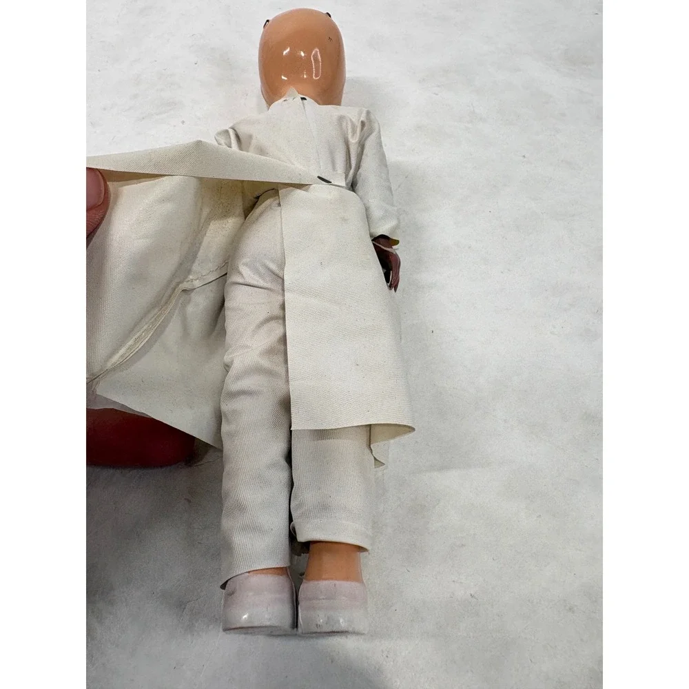 Vintage Composition Doll Blue Eyes White Nurse Gown 7.5 Inch Hand Painted Face